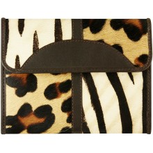 Genuine cow with hair on wallet HL108 Brown Tiger / Zebra