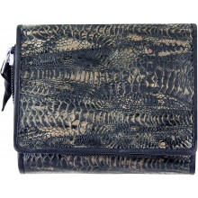 Genuine chicken / hen leather wallet HWAL388 Antique Black