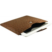 Genuine ostrich leather iPad 2 / iPad 3 sleeve IPAD2-3-SL01OS Brown
