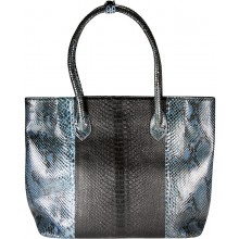 Genuine python snake leather bag ISSNB123PT Matte Black / Cloud Blue
