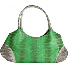 Genuine snake leather bag ISSNB881 Green / Bone
