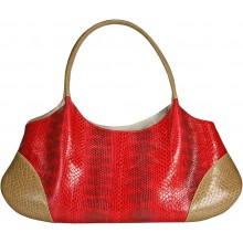 Genuine snake leather bag ISSNB881 Red / Beige