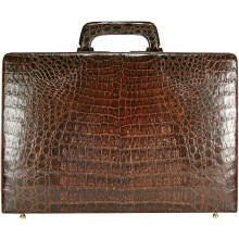 Genuine alligator leather attache case JB009B-G Brown