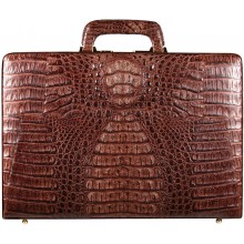 Genuine alligator leather attache case JBCP-G Brown