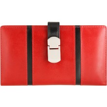Genuine cow leather wallet JS1772 Red / Black