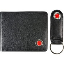 Genuine cow leather wallet & key ring set JS1803 Black