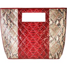 Genuine python snake leather bag JSNB096PT Red / Natural