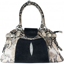 Genuine python and stingray leather bag JSNB024PT-ST Natural / Black