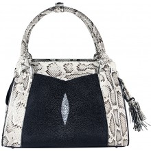 Genine python and stingray leather bag JSNB025PT-ST Natural / Black