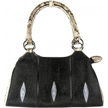 Genuine python snake and stingray leather bag JSNB037PT-ST Natural / Black