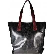 Genuine python snake leather bag JSNB109PT Black / Burgundy