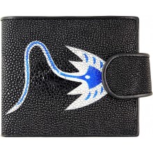 Genuine stingray and snake leather wallet LDST04 Black / Blue