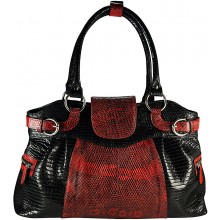 Genuine lizard leather bag JLIZB024 Black / Red
