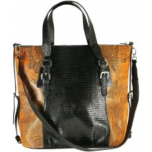 Genuine lizard leather bag LIZBAG50 Black / Orange