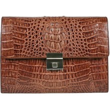 Genuine alligator leather handbag / gun bag MCM10 Brown