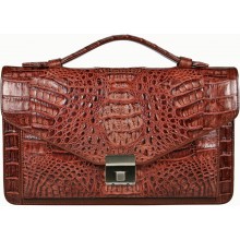 Genuine alligator leather men's gun bag MCM124-M Brown