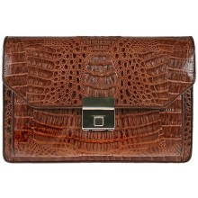 Genuine alligator leather handbag gun bag MCM8 Brown