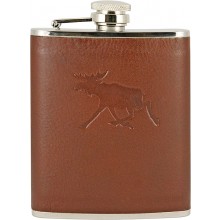 Genuine moose leather covered flask MOOSEFL476 Brown