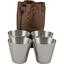 Genuine moose leather shot glasses set MOOSEGL475 Brown