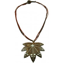 Coconut shell with sterling silver inlay necklace N131