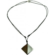 Coconut shell with sterling silver inlay necklace N153