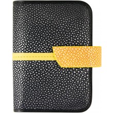 Genuine stingray leather card holder NB21SA Black / Dark Sand