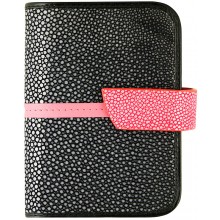 Genuine stingray leather card holder NB21SA Black / Red