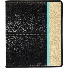 Genuine stingray leather card holder NB23SA Black / Light Brown