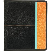 Genuine stingray leather card holder NB23SA Black / Orange