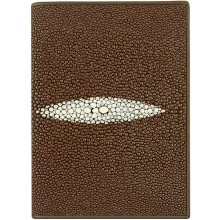 Genuine stingray leather passport holder NB7 Brown