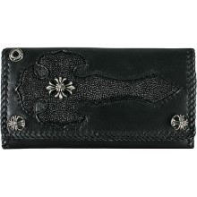Genuine stingray and calf leather wallet NRSTW002L Black