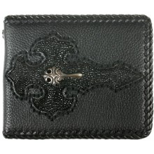 Genuine stingray and calf leather wallet NRSTW004S Black