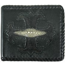 Genuine stingray and calf leather wallet NRSTW005S Black