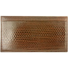 Genuine sea snake leather check book cover NTSN48 Brown