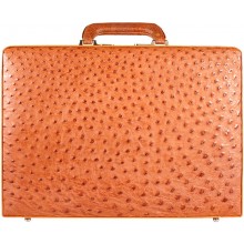 Genuine ostrich leather attache case OS044-01 Peanut