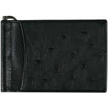 Genuine ostrich leather money clip OS2392 Black