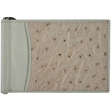 Genuine ostrich leather money clip OS2392 White