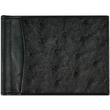Genuine ostrich leather money clip OS2392A Black