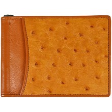 Genuine ostrich leather money clip OS2392A Tan