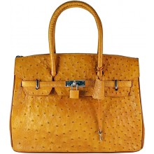 Genuine ostrich leather bag OSBAG122 Tan