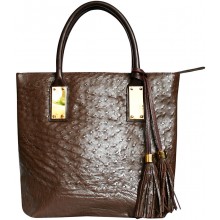 Genuine ostrich leather bag OSBAG143M Brown