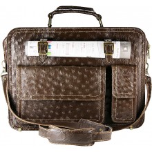 Genuine ostrich leather briefcase OSBRIEF8805 Brown
