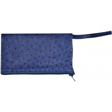 Genuine ostrich leather jewelry pouch OSJP002L Midnight Blue