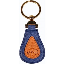 Genuine ostrich leather key ring OSKR2-002A Midnight Blue / Tan