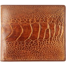 Genuine ostrich leather wallet OSOL04 Tan