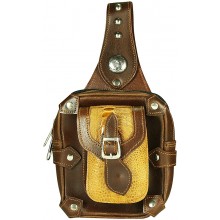 Genuine ostrich and cow leather belt bag OSPLP560 Brown / Tan