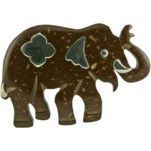 Coconut shell with sterling silver inlay pin P523L