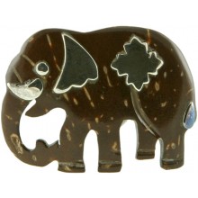 Coconut shell with sterling silver inlay pin P523S