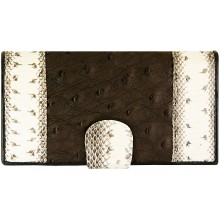 Genuine snake and ostrich leather wallet PATW130PIN-OS Natural / Brown