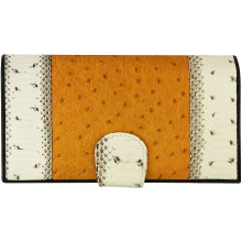 Genuine snake and ostrich leather wallet PATW130PIN-OS Natural / Tan